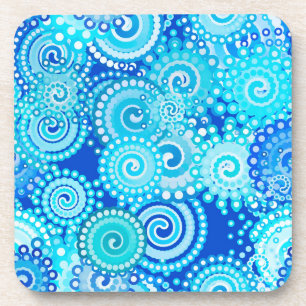 Dessous-de-verre Motif tourbillon fractal, bleu cobalt