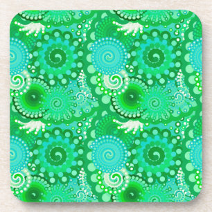 Dessous-de-verre Motif tourbillon fractal, jade, turquoise, aqua