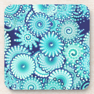Dessous-de-verre Motif tourbillon fractal, nuances bleu denim
