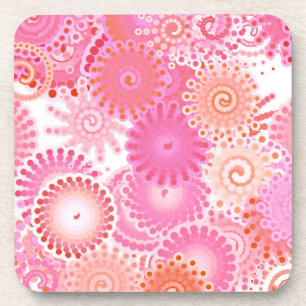Dessous-de-verre Motif tourbillon fractal, nuances de rose et de co