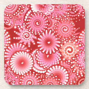 Dessous-de-verre Motif tourbillon fractal, nuances de rouge profond