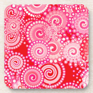 Dessous-de-verre Motif tourbillon fractal, rouge et rose chaud