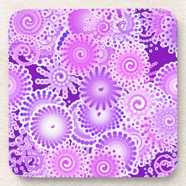 Dessous-de-verre Motif tourbillon fractal, tons violets (Devant)
