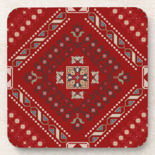 Dessous-de-verre Motif traditionnel de broderie folklorique au poin