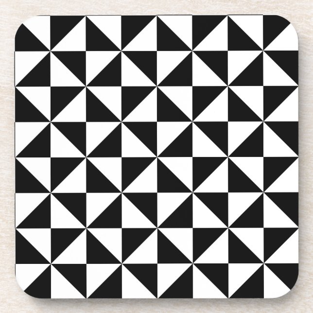Dessous-de-verre Motif triangulaire noir et blanc (Devant)