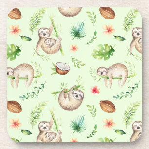 Dessous-de-verre Motif tropical de paresse de noix de coco