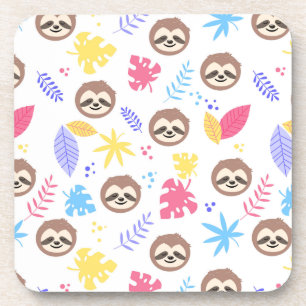 Dessous-de-verre Motif tropical de paresse et de feuille