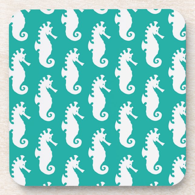 Dessous-de-verre Motif turquoise 1 d'hippocampe (Devant)