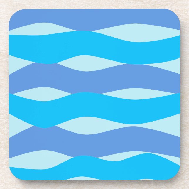 Dessous-de-verre Motif Vagues Bleues (Devant)