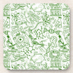 Dessous-de-verre Motif vert de biologie<br><div class="desc">Caractéristiques de conception ce qu'un motif de diverses images s'est rapportées à la biologie et au champ médical.</div>