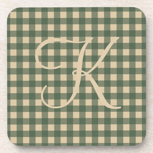 Dessous-de-verre Motif vert marron Buffalo Plaid Rustique Campagne  (Devant)