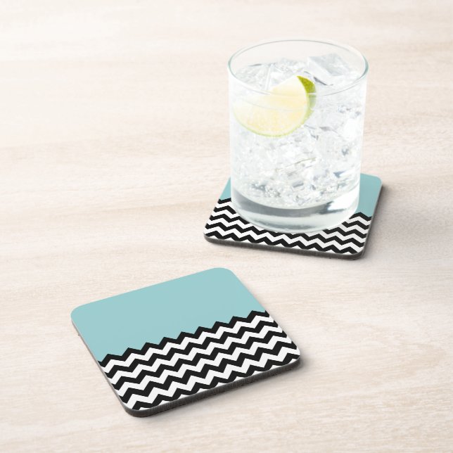 Dessous-de-verre Motif Zigzag noir et blanc, Chevron, Bleu (Côté Droit)