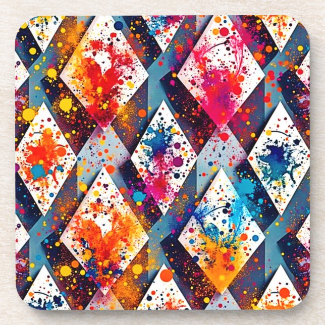 Dessous-de-verre Motifs Abstraits dynamiques en diamant (Devant)