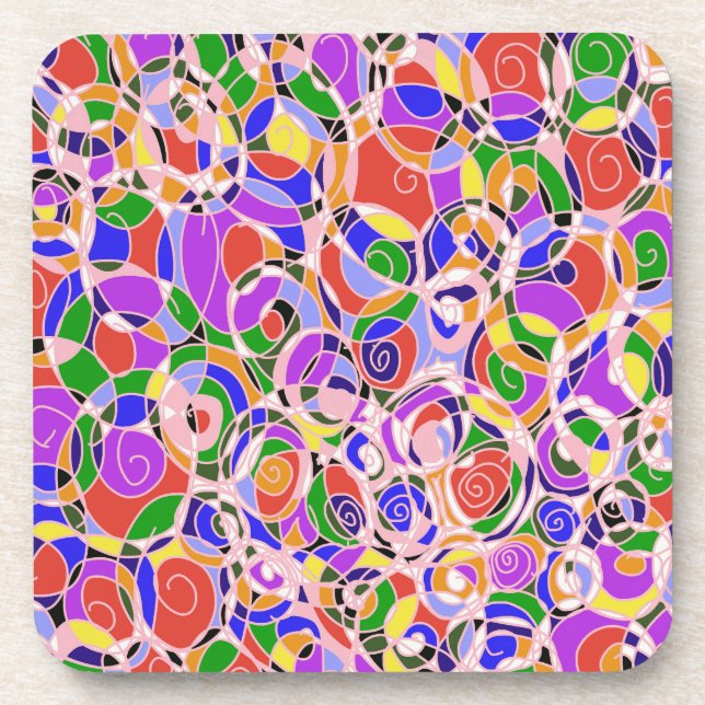 Dessous-de-verre Motifs abstraits tourbillonnants pastel (Devant)