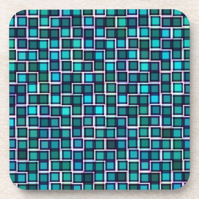 Dessous de verre Motifs Carrés bleus Abstraits (Devant)