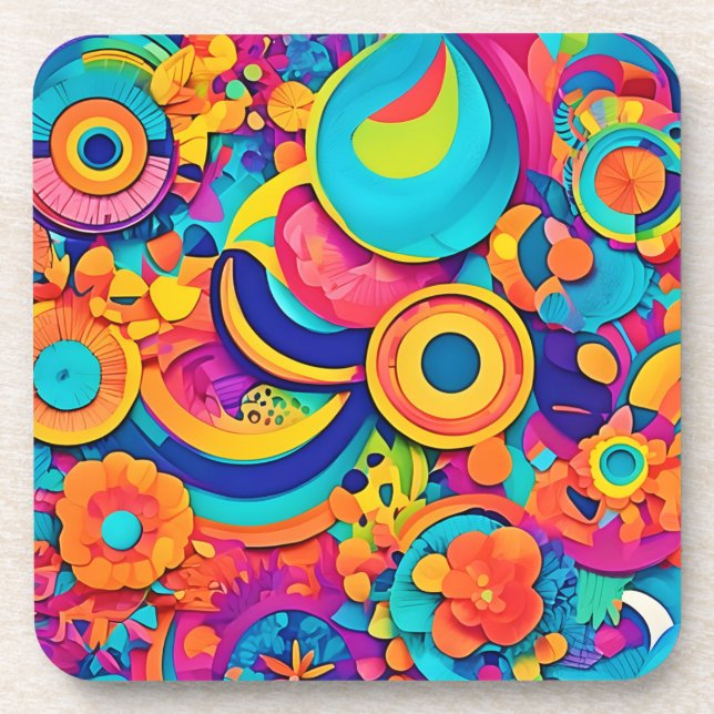 Dessous-de-verre Motifs concentrés colorés (Devant)