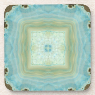 Dessous-de-verre Motifs crèmes bleus de cristal de pierre gemme de