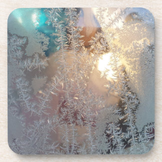 Dessous-de-verre Motifs naturels de cristaux de glace sur une fenêt