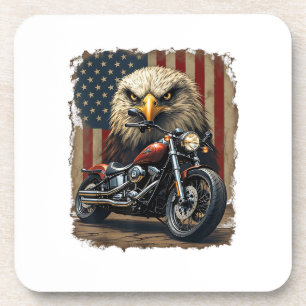 Dessous-de-verre Motocyclette Drapeau USA Rétro Biker Chopper