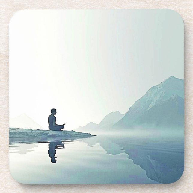 Dessous-de-verre Mountain Zen Conception pacifique de méditation (Devant)