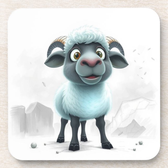 Dessous-de-verre Mouton mignon design cosy (Devant)