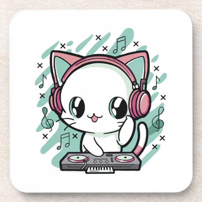 Dessous-de-verre musique de chat (Devant)