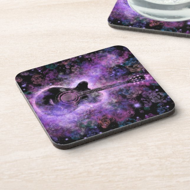 Dessous-de-verre Musique guitare romantique Boisson Coaster violet (Côté gauche)