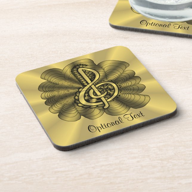 Dessous-de-verre Musique Treble Clef Gold Customisé (Côté gauche)
