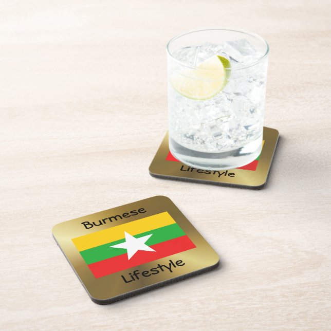 Dessous-de-verre Myanmar Flag+Text Coaster (Côté Droit)
