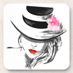 Dessous-de-verre Mystérieuse Lady Beverage Coaster Red Lips