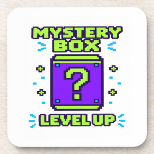 Dessous-de-verre Mystery Box Level Up Rétro 8 Bit Pixel Gamer T Shi