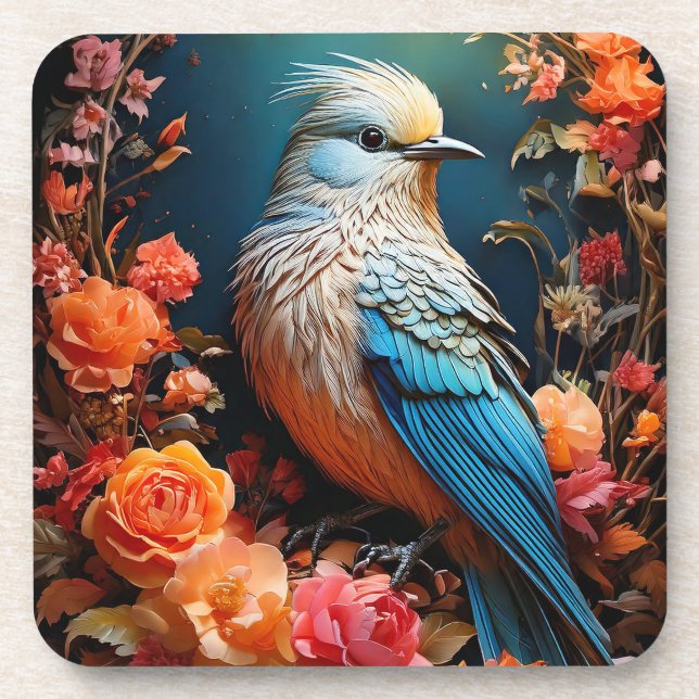 Dessous-de-verre Nature lunaire Oiseau bleu (Devant)