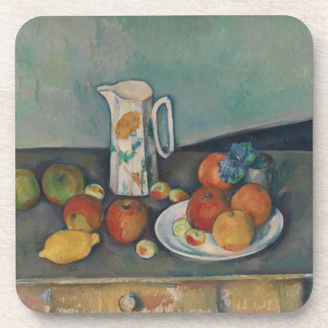 Dessous-de-verre Nature morte, pichet de lait et fruits sur une tab (Devant)