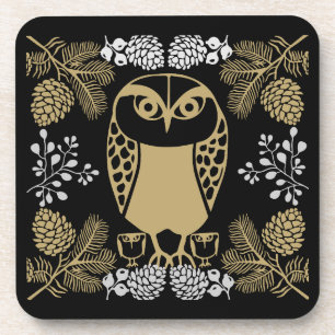 Dessous-de-verre Nature Owl Folk Art