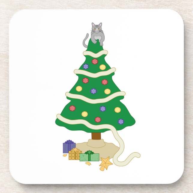 Dessous-de-verre Naughty Christmas Tree Kitty Chat (Devant)