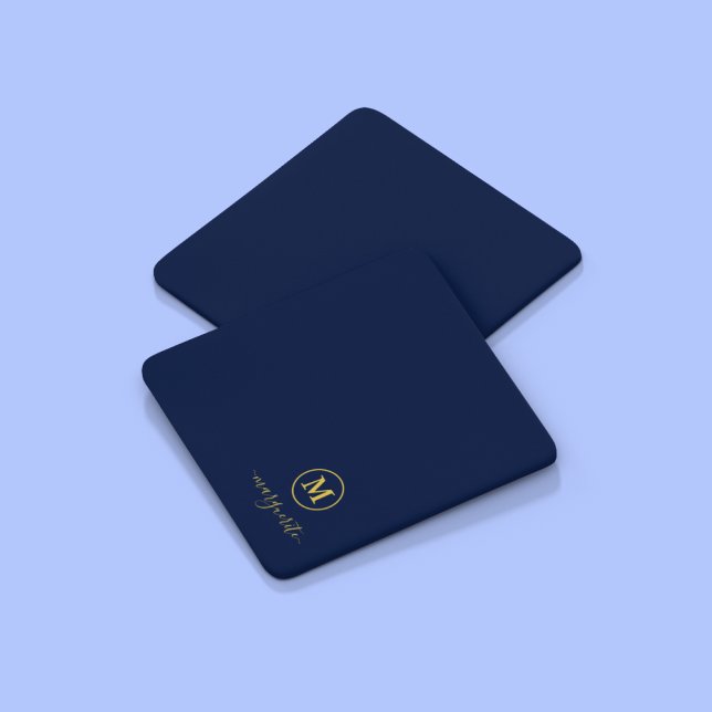 Dessous-de-verre Navy Blue and Gold Monogram (Créateur téléchargé)