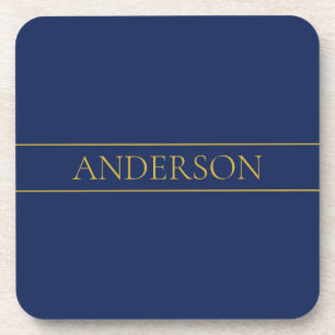 Dessous-de-verre Navy Blue & Gold Nom et prénom ou entreprise