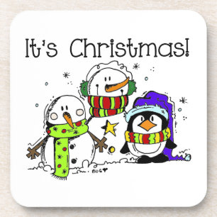 Dessous-de-verre Neiges et pingouins C'est Noël