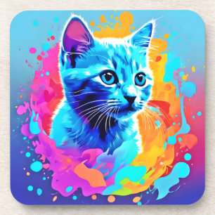 Dessous-de-verre Neon Chat en Splatter