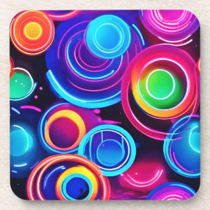 Dessous-de-verre Neon Circles Art Abstrait