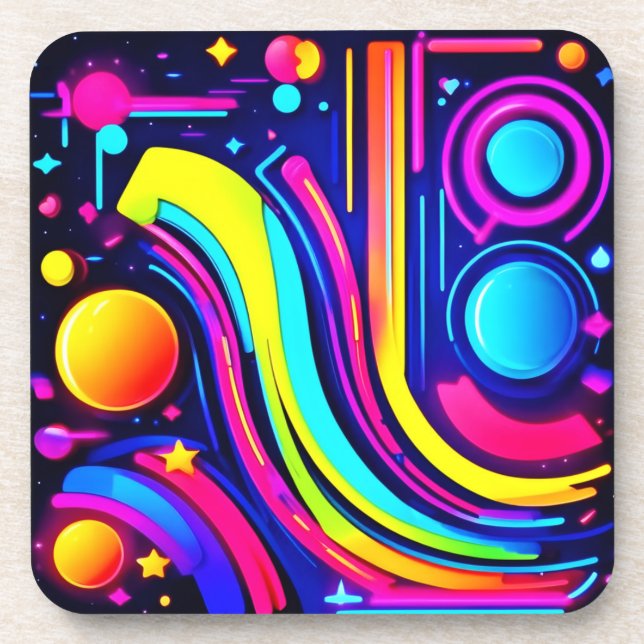 Dessous-de-verre Neon Dreams : Une odyssée numérique psychédélique (Devant)