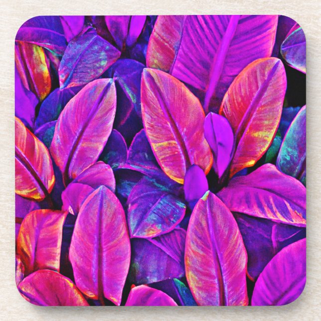 Dessous-de-verre Neon Elegance Vivid Leaf Radiation (Devant)
