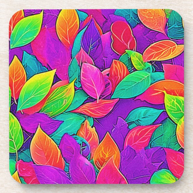 Dessous-de-verre Neon Feuilles : Flux de dessin (Devant)