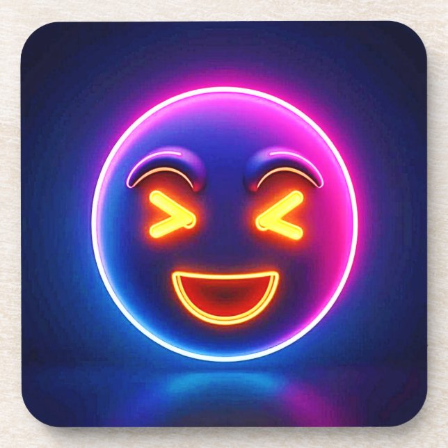Dessous-de-verre Neon Laughing Emoji Joy (Devant)