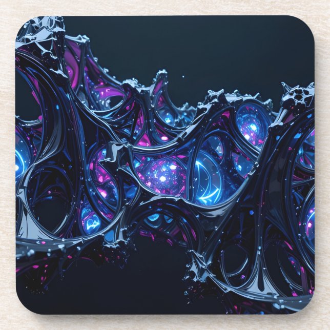 Dessous-de-verre Neon Nexus : Structure Techno-Organique Intertissé (Devant)