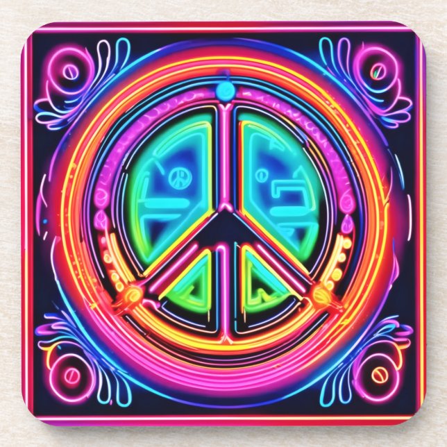 Dessous-de-verre Neon Peace Mandala (Devant)