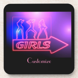 Dessous-de-verre Neon Pink Girls Sign Thunder_cove