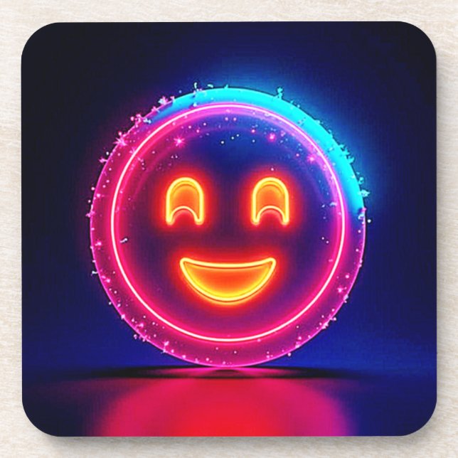 Dessous-de-verre Neon Smile: Bright Happy Glow Design (Devant)