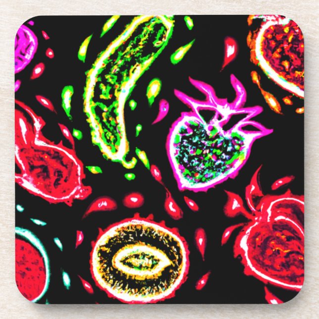 Dessous-de-verre Neon Tropical Fruits Motif Art. Acheter Maintenant (Devant)