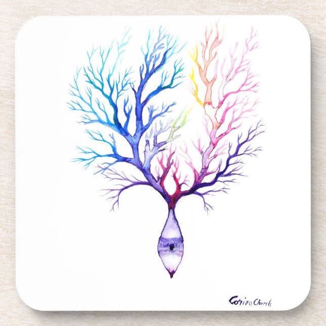 Dessous-de-verre neurone coloré Purkinje (Devant)